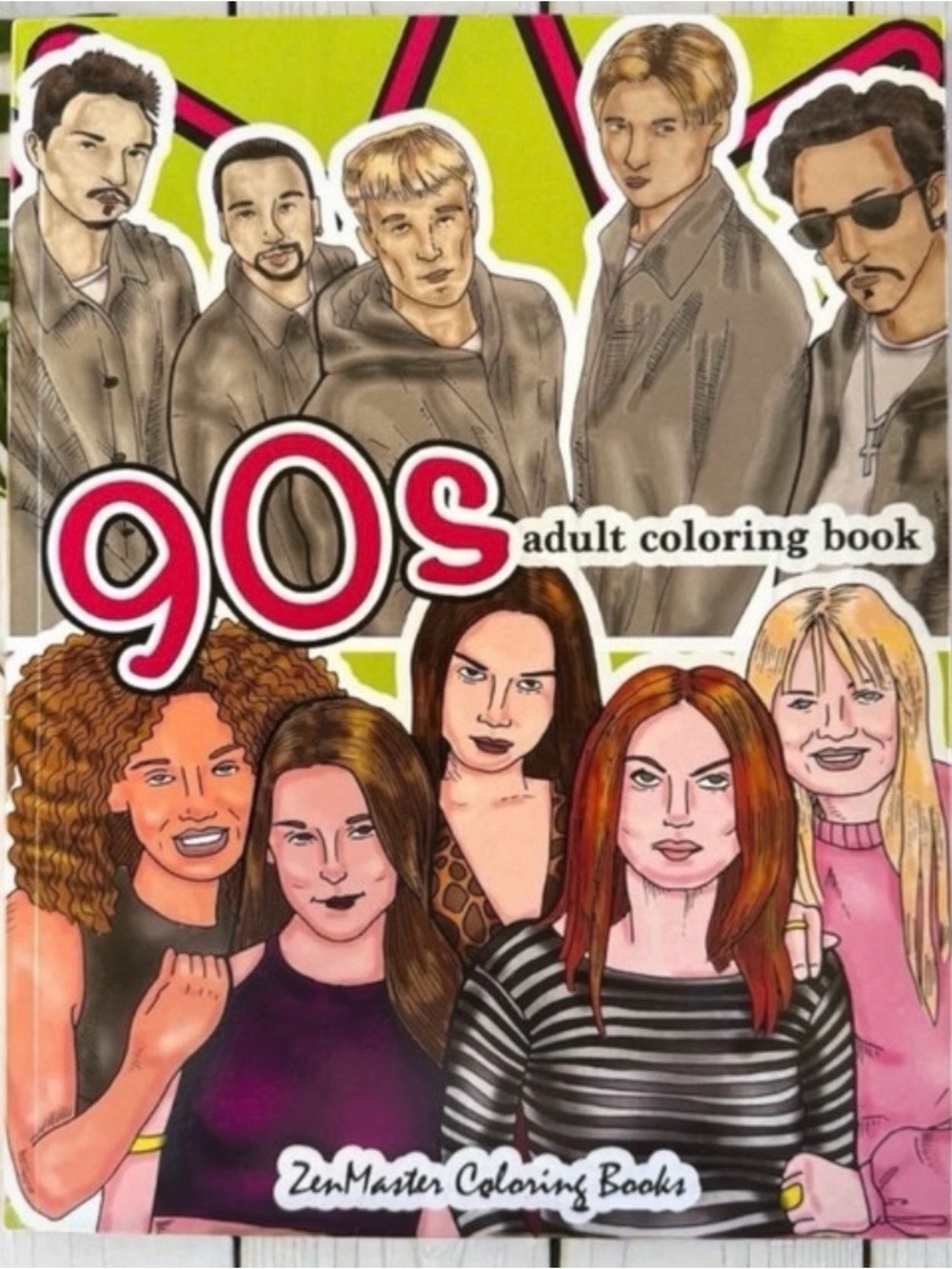 90s Adult Coloring Book - Green & Pink Cover